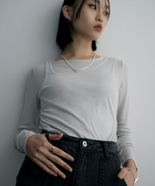 COCOSHNIK / ココシュニック リング | シルバー オニキス バケットカットオープンリング | 詳細6