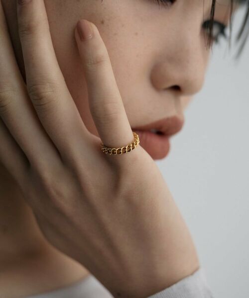 COCOSHNIK / ココシュニック リング | シルバー カーブチェーンモチーフピンキーリング GP | 詳細7