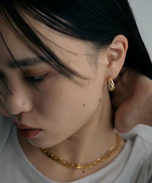 COCOSHNIK / ココシュニック ピアス・イヤリング | シルバー ホロウフープ クロワッサンピアス GP | 詳細7