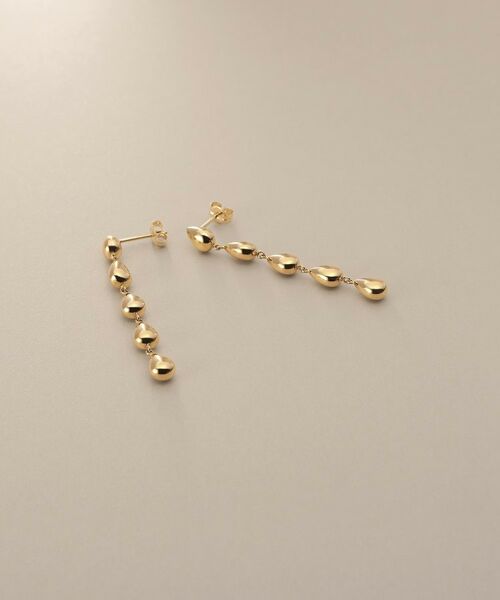 COCOSHNIK / ココシュニック ピアス・イヤリング | K10中空ペアシェイプ連続 スタッドピアス大 | 詳細1