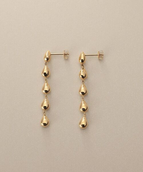 COCOSHNIK / ココシュニック ピアス・イヤリング | K10中空ペアシェイプ連続 スタッドピアス大 | 詳細3