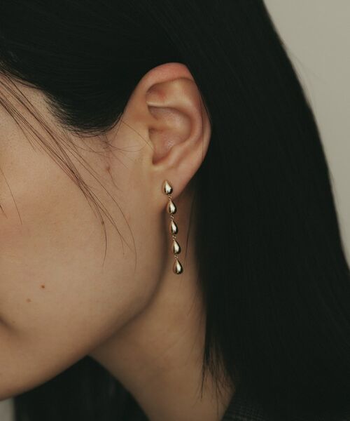 COCOSHNIK / ココシュニック ピアス・イヤリング | K10中空ペアシェイプ連続 スタッドピアス大 | 詳細7