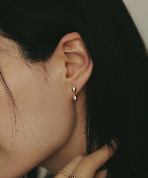 COCOSHNIK / ココシュニック ピアス・イヤリング | K10中空ペアシェイプ連続 スタッドピアス小 | 詳細7