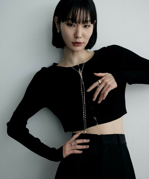 COCOSHNIK / ココシュニック ネックレス・ペンダント・チョーカー | シルバー デザインチェーン デュアルペタル フリンジYネックレス | 詳細6