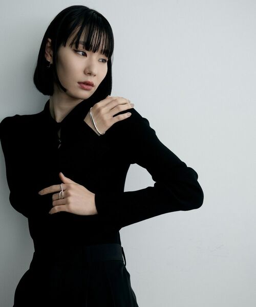 COCOSHNIK / ココシュニック ブレスレット・バングル | シルバー 【サステナブル】ニュアンスラインパームカフ | 詳細7