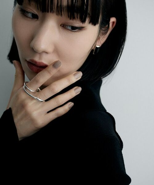 COCOSHNIK / ココシュニック リング | シルバー 【サステナブル】ダブルフィンガー ウェーブラインリング | 詳細7