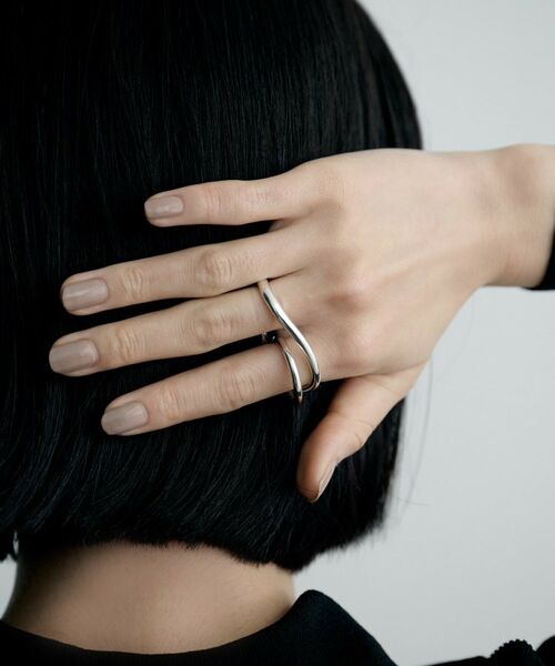 COCOSHNIK / ココシュニック リング | シルバー 【サステナブル】ダブルフィンガー ウェーブラインリング | 詳細8