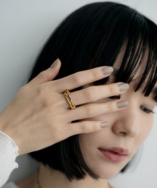 COCOSHNIK / ココシュニック リング | シルバー ロングカーブチェーンモチーフリング（16号、18号） GP | 詳細7