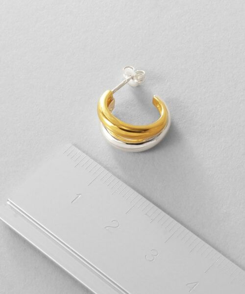COCOSHNIK / ココシュニック ピアス・イヤリング | シルバー コンビカラー スモールフープ デュアルドームピアス | 詳細5