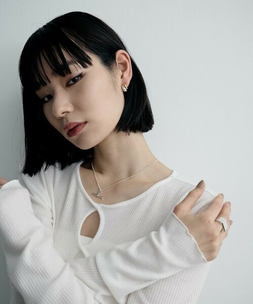 COCOSHNIK / ココシュニック ピアス・イヤリング | シルバー コンビカラー スモールフープ チャビィローテイテッドピアス | 詳細7