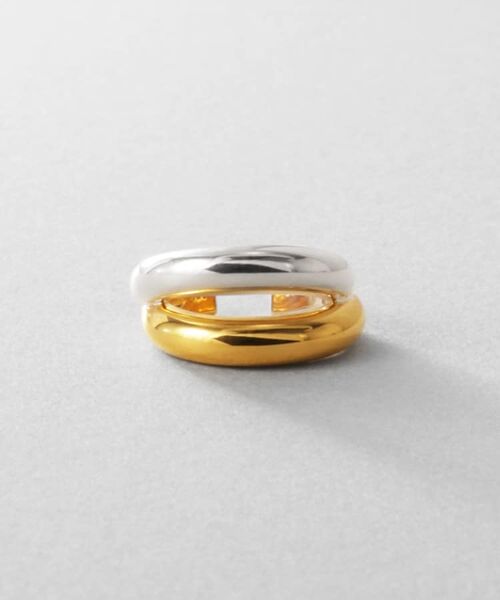 COCOSHNIK / ココシュニック ピアス・イヤリング | シルバー コンビカラー デュアルドームイヤーカフ | 詳細2