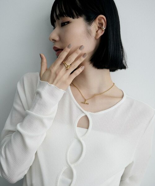 COCOSHNIK / ココシュニック ピアス・イヤリング | シルバー コンビカラー デュアルドームイヤーカフ | 詳細5