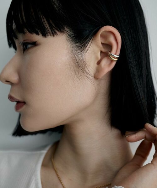 COCOSHNIK / ココシュニック ピアス・イヤリング | シルバー コンビカラー デュアルドームイヤーカフ | 詳細6