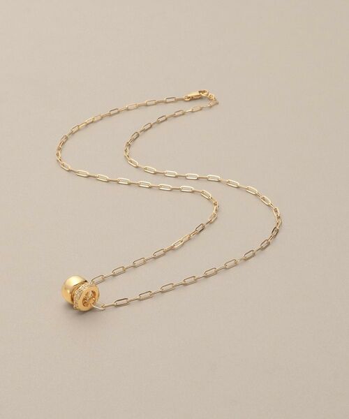 COCOSHNIK / ココシュニック ネックレス・ペンダント・チョーカー | K18ダイヤモンド ダブルビーズチャーム ネックレス（アイボリー(104)）