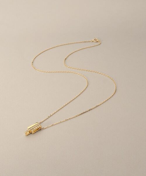 COCOSHNIK / ココシュニック ネックレス・ペンダント・チョーカー | K18ダイヤモンド スクエアトリプルビーズチャーム ネックレス | 詳細1