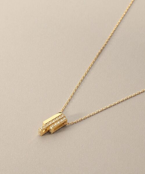 COCOSHNIK / ココシュニック ネックレス・ペンダント・チョーカー | K18ダイヤモンド スクエアトリプルビーズチャーム ネックレス | 詳細2