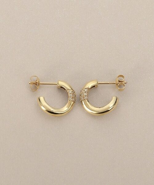 COCOSHNIK / ココシュニック ピアス・イヤリング | K10ダイヤモンド パヴェカーブフープ スタッドピアス | 詳細3