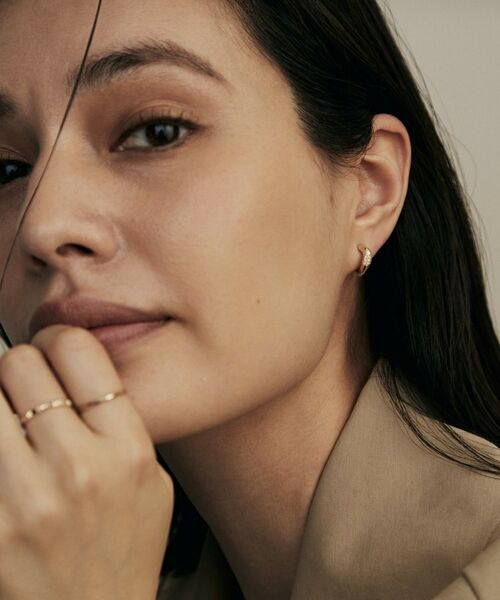 COCOSHNIK / ココシュニック ピアス・イヤリング | K10ダイヤモンド パヴェカーブフープ スタッドピアス | 詳細6