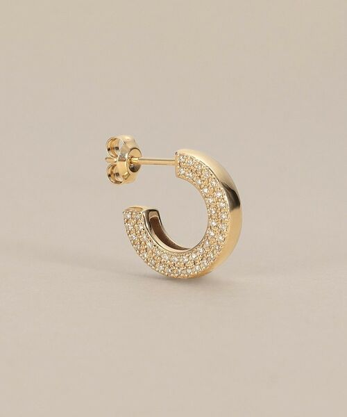 COCOSHNIK / ココシュニック ピアス・イヤリング | K10ダイヤモンド サイドパヴェフープ スタッドピアス | 詳細2