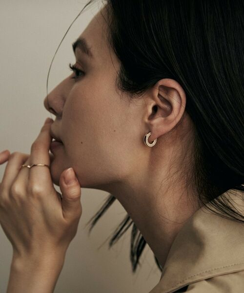 COCOSHNIK / ココシュニック ピアス・イヤリング | K10ダイヤモンド サイドパヴェフープ スタッドピアス | 詳細7