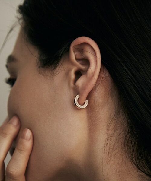 COCOSHNIK / ココシュニック ピアス・イヤリング | K10ダイヤモンド サイドパヴェフープ スタッドピアス | 詳細8