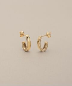 COCOSHNIK / ココシュニック ピアス・イヤリング | K10ダイヤモンド サイドパヴェオーバルフープ スタッドピアス