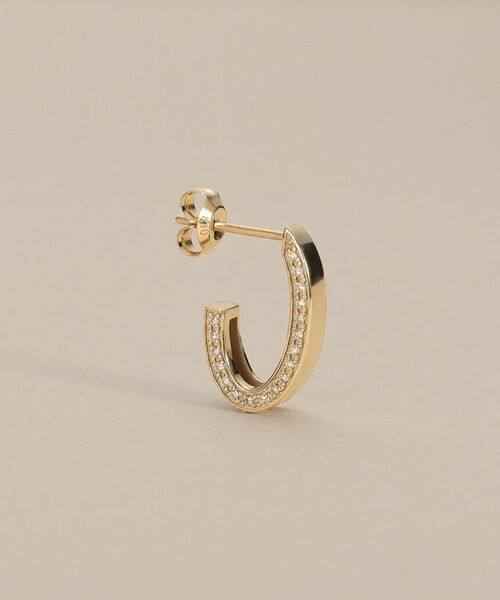 COCOSHNIK / ココシュニック ピアス・イヤリング | K10ダイヤモンド サイドパヴェオーバルフープ スタッドピアス | 詳細2