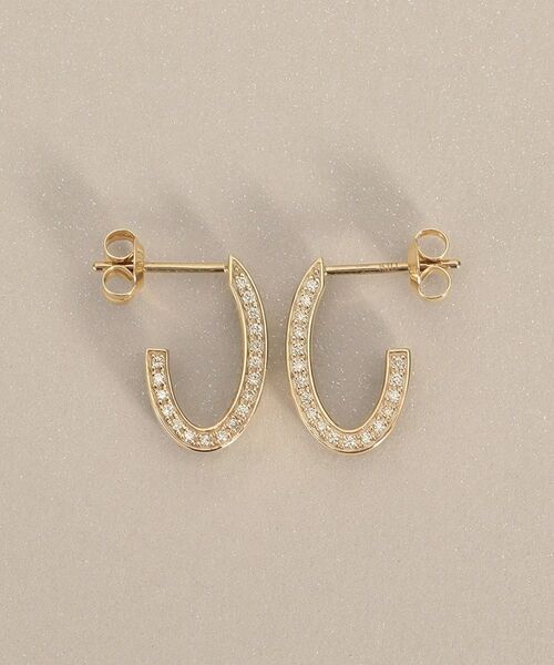 COCOSHNIK / ココシュニック ピアス・イヤリング | K10ダイヤモンド サイドパヴェオーバルフープ スタッドピアス | 詳細4