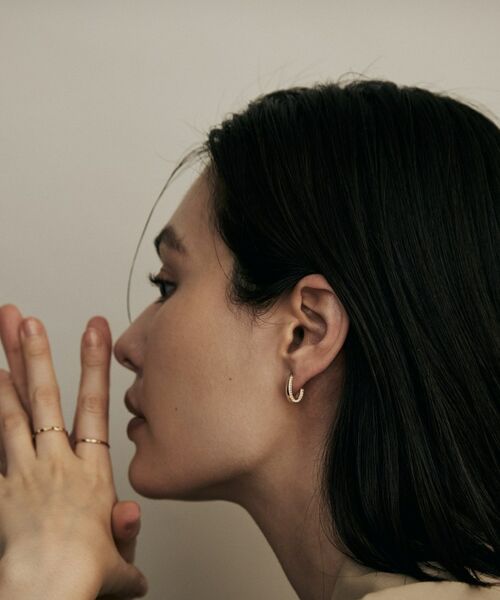 COCOSHNIK / ココシュニック ピアス・イヤリング | K10ダイヤモンド サイドパヴェオーバルフープ スタッドピアス | 詳細7