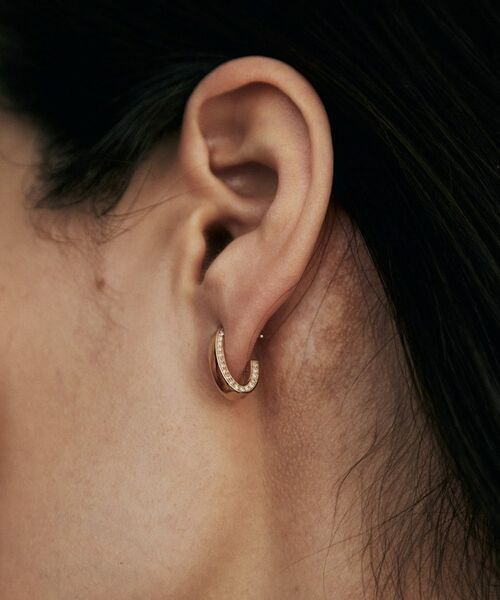 COCOSHNIK / ココシュニック ピアス・イヤリング | K10ダイヤモンド サイドパヴェオーバルフープ スタッドピアス | 詳細8