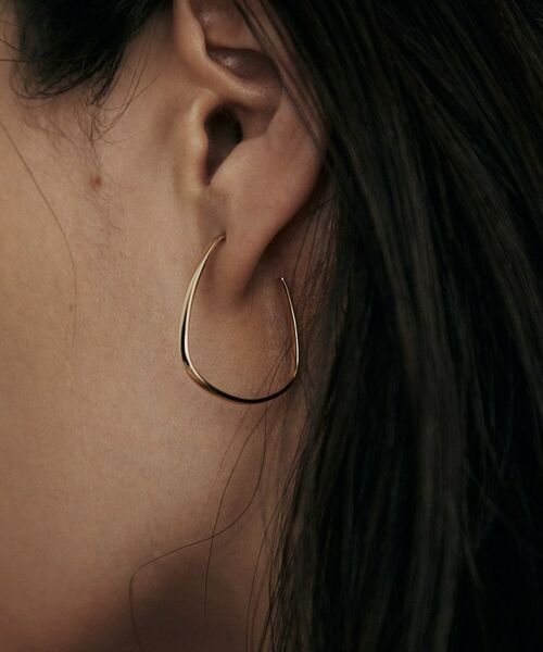 COCOSHNIK / ココシュニック ピアス・イヤリング | K10中空トラペーズフープ スタッドピアス大 | 詳細7