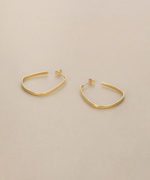 COCOSHNIK / ココシュニック ピアス・イヤリング | K10中空トラペーズフープ スタッドピアス大（クリスタル/透明(100)）