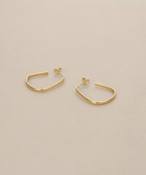 COCOSHNIK / ココシュニック ピアス・イヤリング | K10中空トラペーズフープ スタッドピアス中 | 詳細1