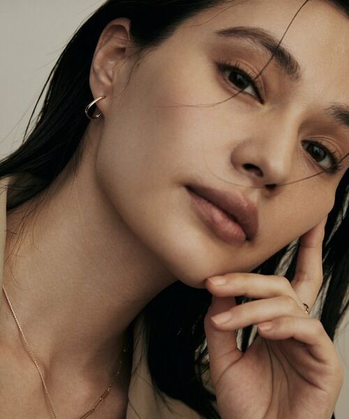 COCOSHNIK / ココシュニック ピアス・イヤリング | K10中空トラペーズフープ スタッドピアス小 | 詳細6