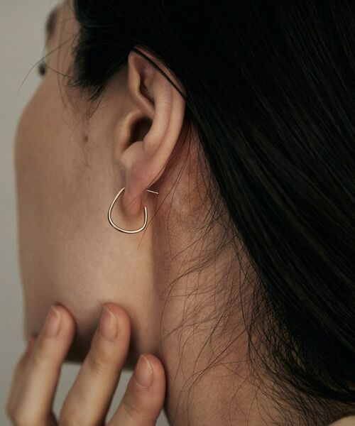 COCOSHNIK / ココシュニック ピアス・イヤリング | K10中空トラペーズフープ スタッドピアス小 | 詳細7