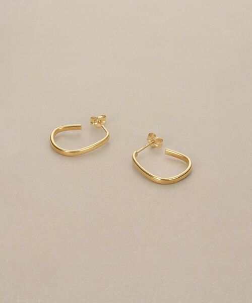 COCOSHNIK / ココシュニック ピアス・イヤリング | K10中空トラペーズフープ スタッドピアス小（クリスタル/透明(100)）