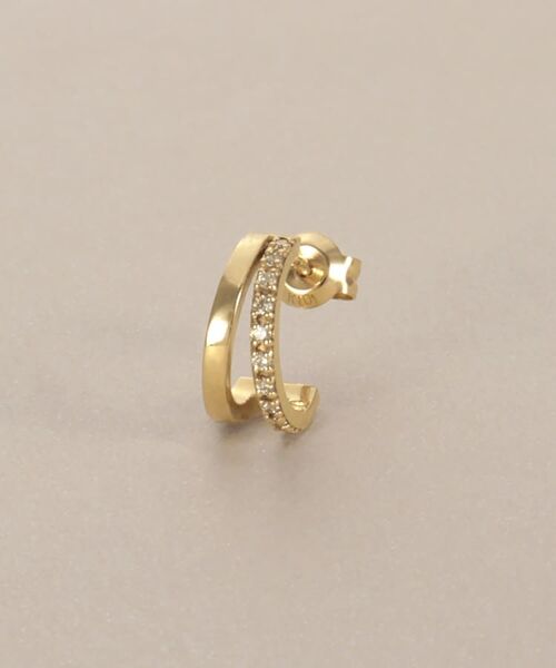 COCOSHNIK / ココシュニック ピアス・イヤリング | K10ダイヤモンド スプリットフープ スタッドピアス | 詳細2