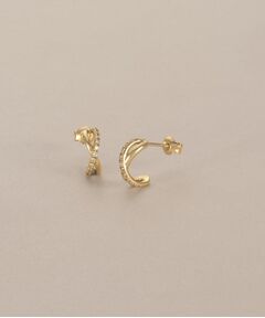 COCOSHNIK / ココシュニック ピアス・イヤリング | K10ダイヤモンド インフィニティラインフープ スタッドピアス