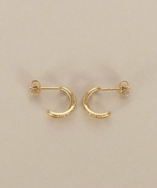 COCOSHNIK / ココシュニック ピアス・イヤリング | K10ダイヤモンド インフィニティラインフープ スタッドピアス | 詳細4