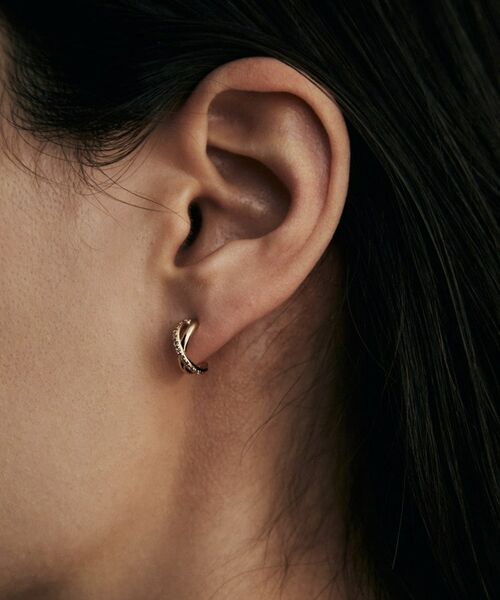 COCOSHNIK / ココシュニック ピアス・イヤリング | K10ダイヤモンド インフィニティラインフープ スタッドピアス | 詳細8