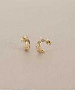 COCOSHNIK / ココシュニック ピアス・イヤリング | K10ダイヤモンド 甲丸フープ スタッドピアス