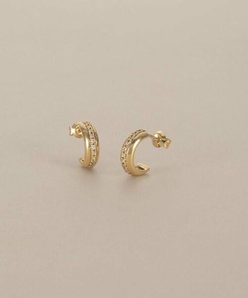 COCOSHNIK / ココシュニック ピアス・イヤリング | K10ダイヤモンド 甲丸フープ スタッドピアス | 詳細1