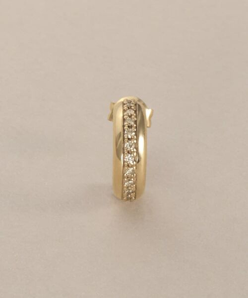 COCOSHNIK / ココシュニック ピアス・イヤリング | K10ダイヤモンド 甲丸フープ スタッドピアス | 詳細2