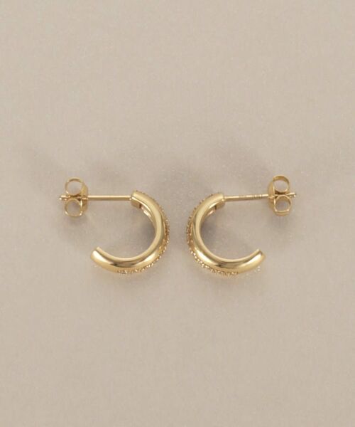 COCOSHNIK / ココシュニック ピアス・イヤリング | K10ダイヤモンド 甲丸フープ スタッドピアス | 詳細4