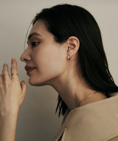 COCOSHNIK / ココシュニック ピアス・イヤリング | K10ダイヤモンド 甲丸フープ スタッドピアス | 詳細6