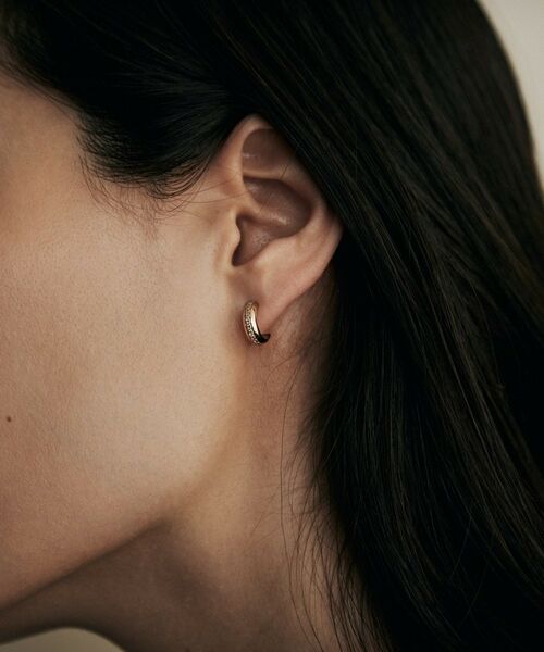 COCOSHNIK / ココシュニック ピアス・イヤリング | K10ダイヤモンド 甲丸フープ スタッドピアス | 詳細8