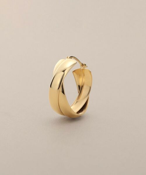 COCOSHNIK / ココシュニック ピアス・イヤリング | K10甲丸クロス フープピアス | 詳細2