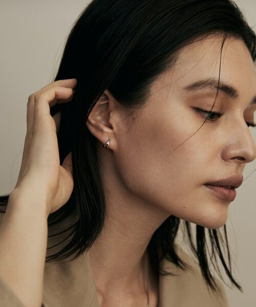 COCOSHNIK / ココシュニック ピアス・イヤリング | プラチナ 甲丸スプリット フープピアス | 詳細6