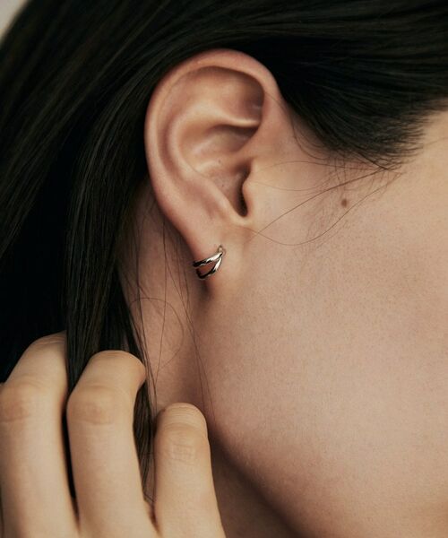 COCOSHNIK / ココシュニック ピアス・イヤリング | プラチナ 甲丸スプリット フープピアス | 詳細7