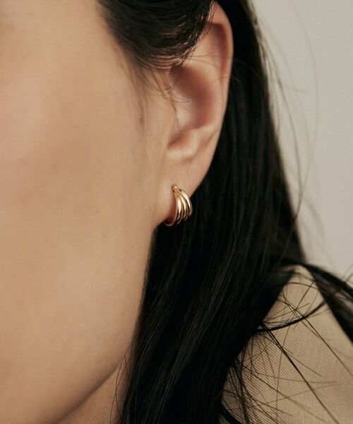 COCOSHNIK / ココシュニック ピアス・イヤリング | K18甲丸トリプル フープピアス | 詳細8